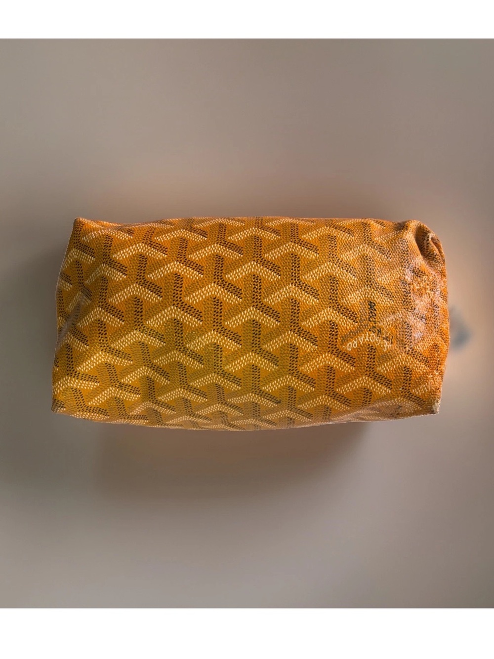 Vintage Goyard Boeing 25 Toiletry Travel Zip Pouch Yellow Monogram Coated Canvas - Picture 4 of 5